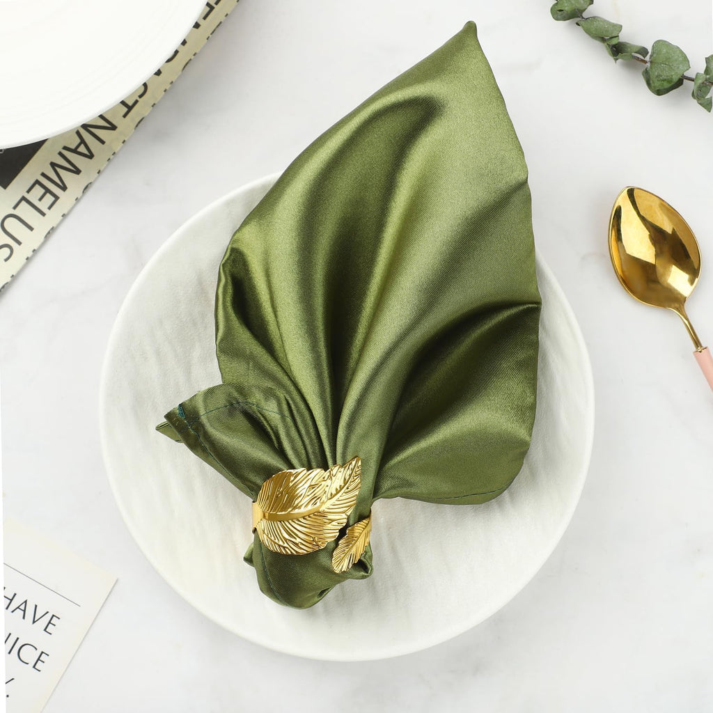 Gold Napkin Rings, Solid Metal Laurel Leaf Table Decor - Set of 12