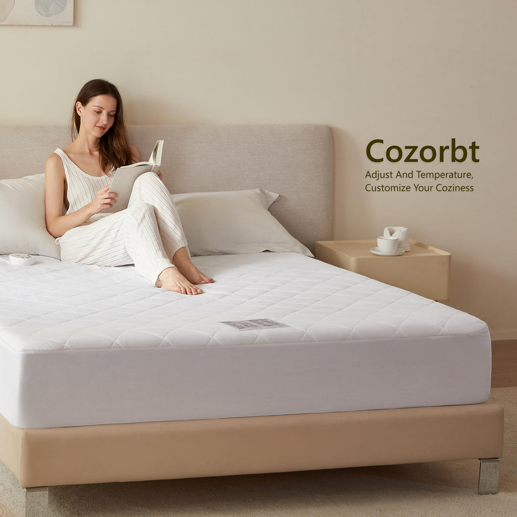 Heated Diamond Quilted Mattress Pad, King Size Dual Control, Soft Bed Warmer, 10 Heat Settings, 1-12 Hours Auto-Off, Fast