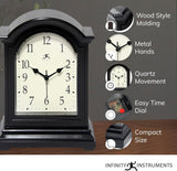 Infinity Instruments Miniature Grandfather Clock for Mantle, Vintage Tabletop Clock with Antique Design, 9"x6", Black