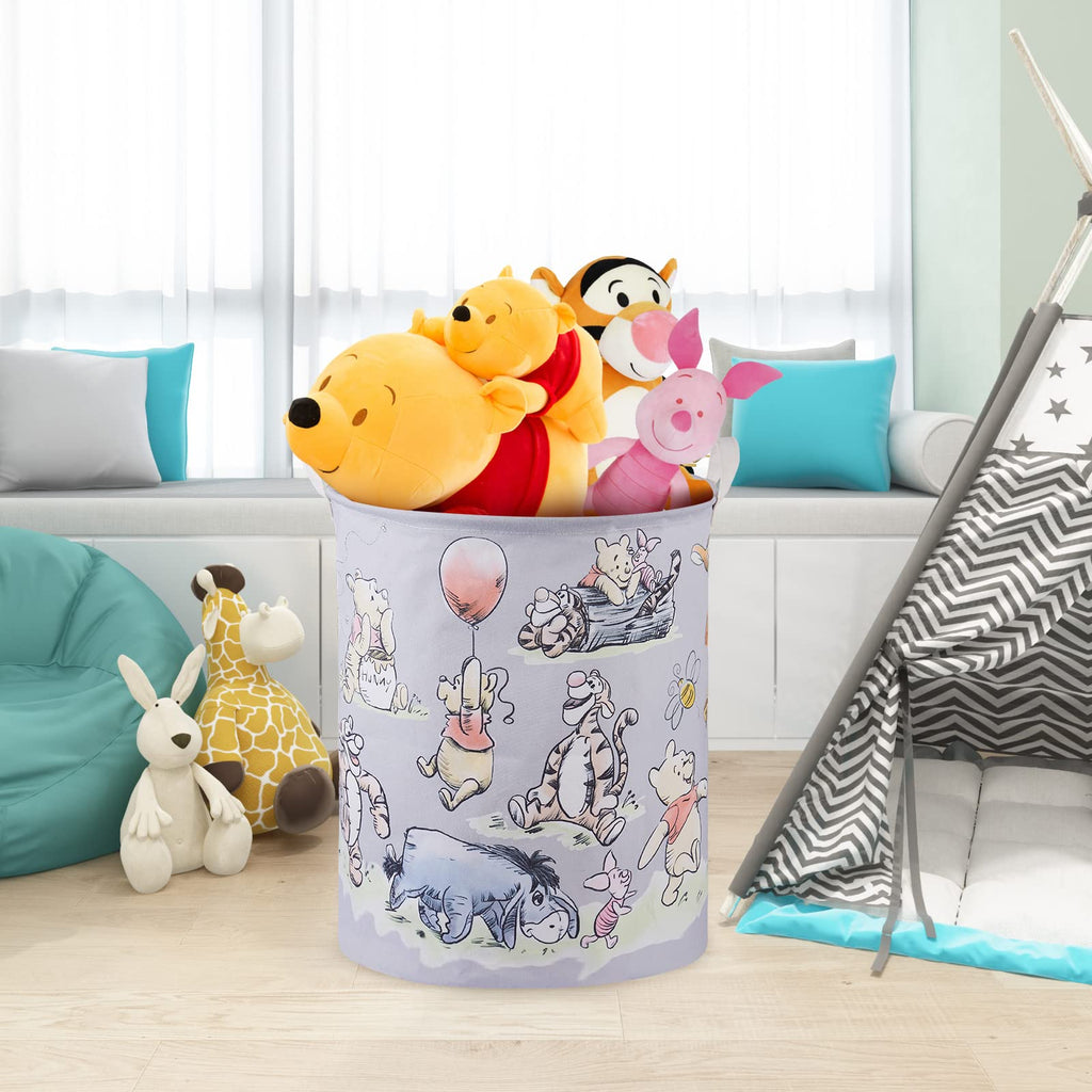 Bear Storage Basket, Nursery Large Hamper Canvas Laundry Basket Foldable With Waterproof Pe Coating,For Kids Boys And