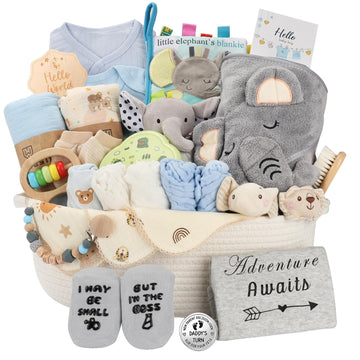 Baby Shower Gifts Basket for Boys, Newborn Essentials Must Haves,Gender Reveal Gifts, Newborn Essentials Must Haves