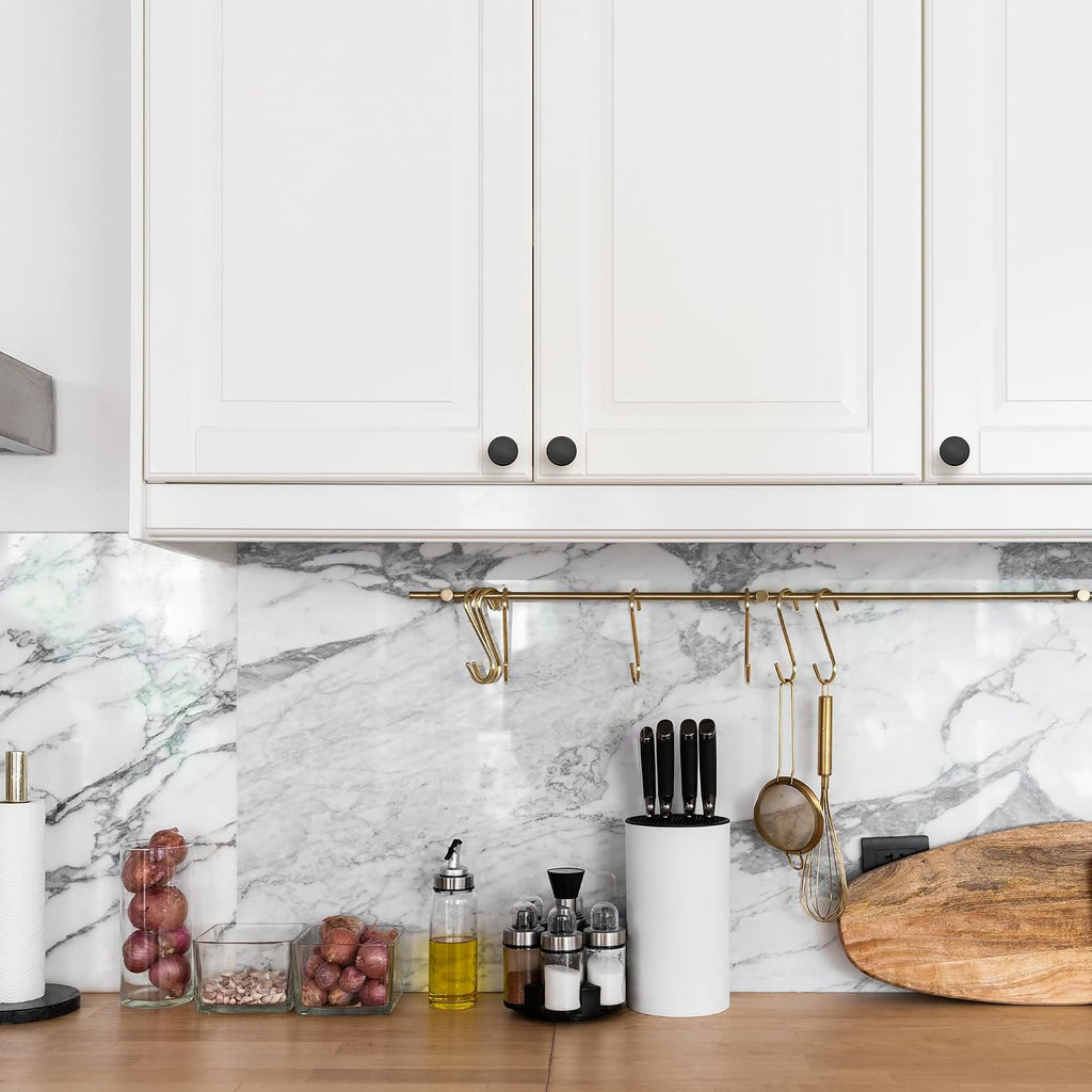 5 Pack 1-1/4 Inch Matte Black Round Kitchen Cabinet Knobs,Zinc Solid Drawer Pulls,Cabinet Handles and Bathroom, Modern