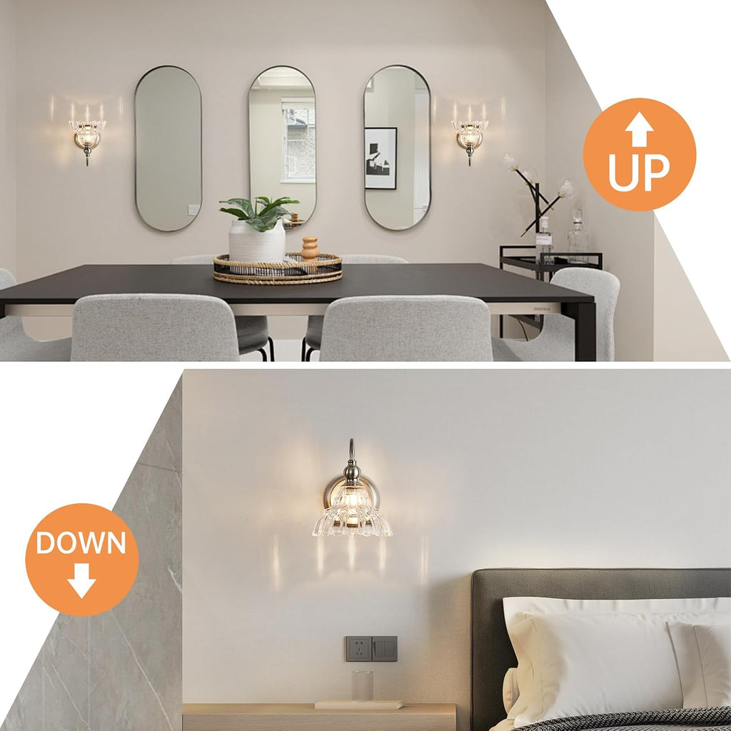 Brushed Nickel Wall Sconces Bathroom Wall Light Fixtures Modern Vanity Lights Bedroom