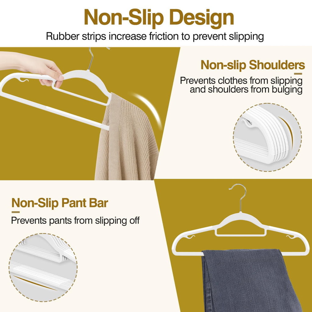Plastic Hangers 100 Pack, 16.5" Non-Slip Clothes Hangers Heavy Duty