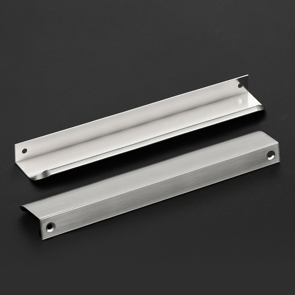Brushed Nickel Cabinet Handles Finger Edge Pulls 7.8 Inch CC 12 Pack