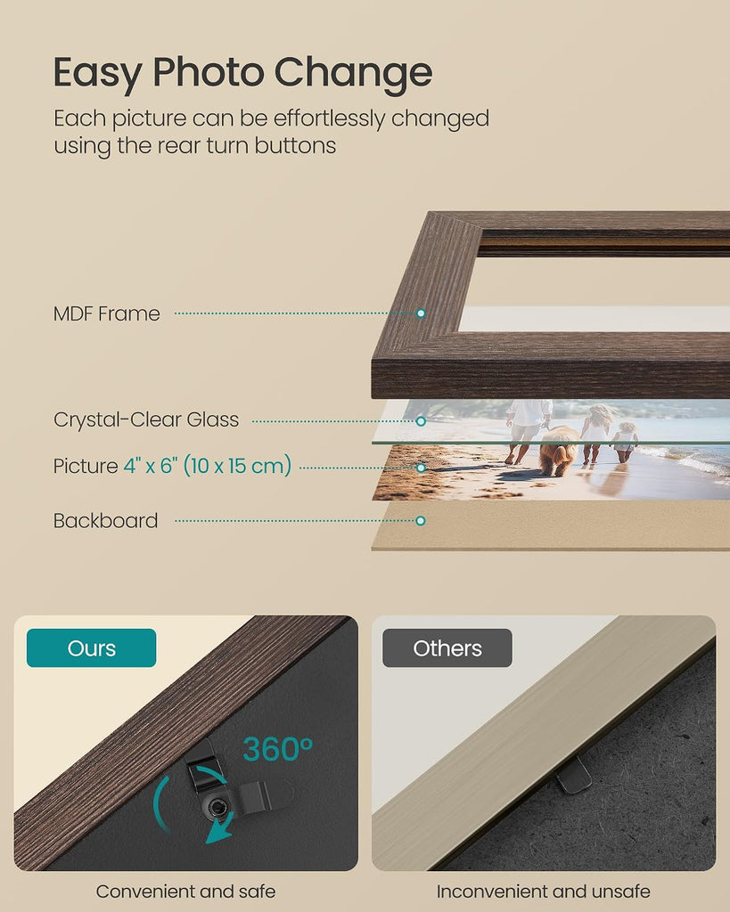 4x6 Picture Frames Collage Wall Decor, 12-Pack | Photo Collage Frame, Multi Picture Frame Set with Glass Front