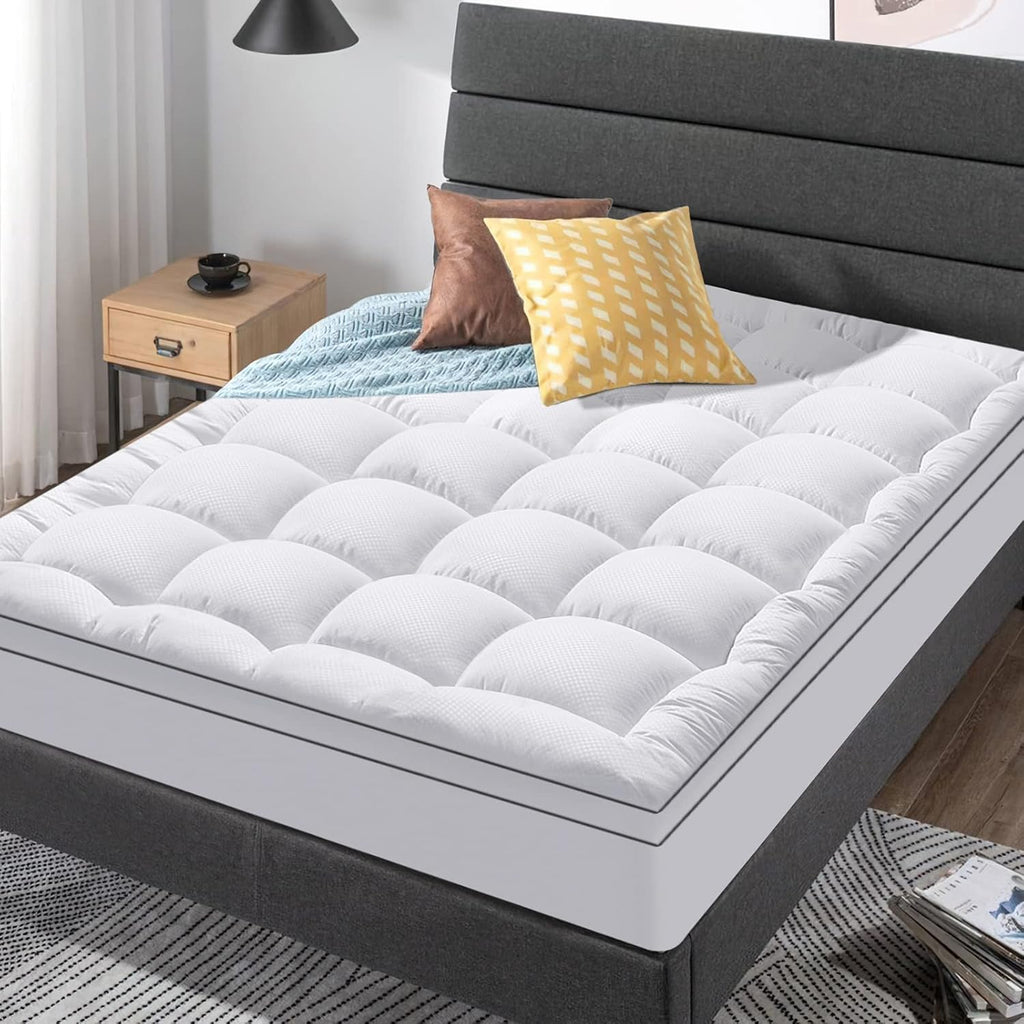 Queen Size Mattress Topper for Back Pain, Cooling Extra Thick Mattress Pad Cover with 8-21 inch Deep Pocket, Plush