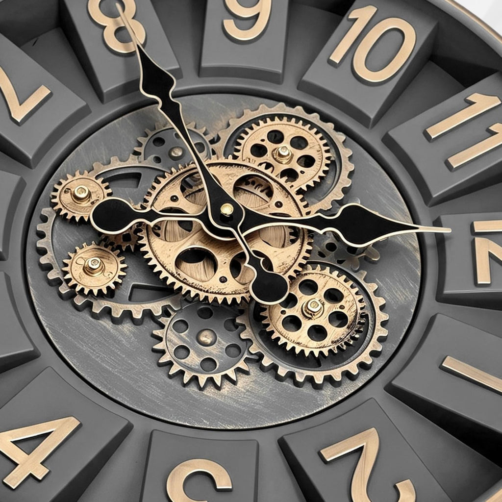 18 Inch Industrial Steampunk Moving Gear Wall Clock Battery Operated