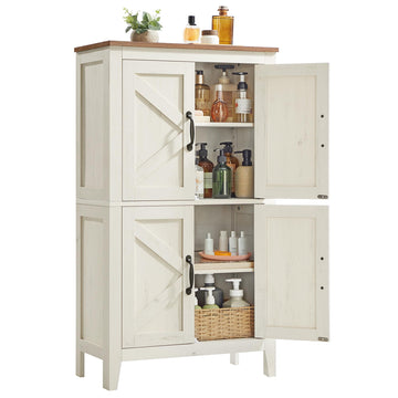 Farmhouse Storage Cabinet with 4 Barn Doors, Adjustable Shelves