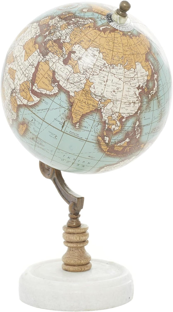 Marble Globe with Marble Base, 7" x 7" x 11", Teal