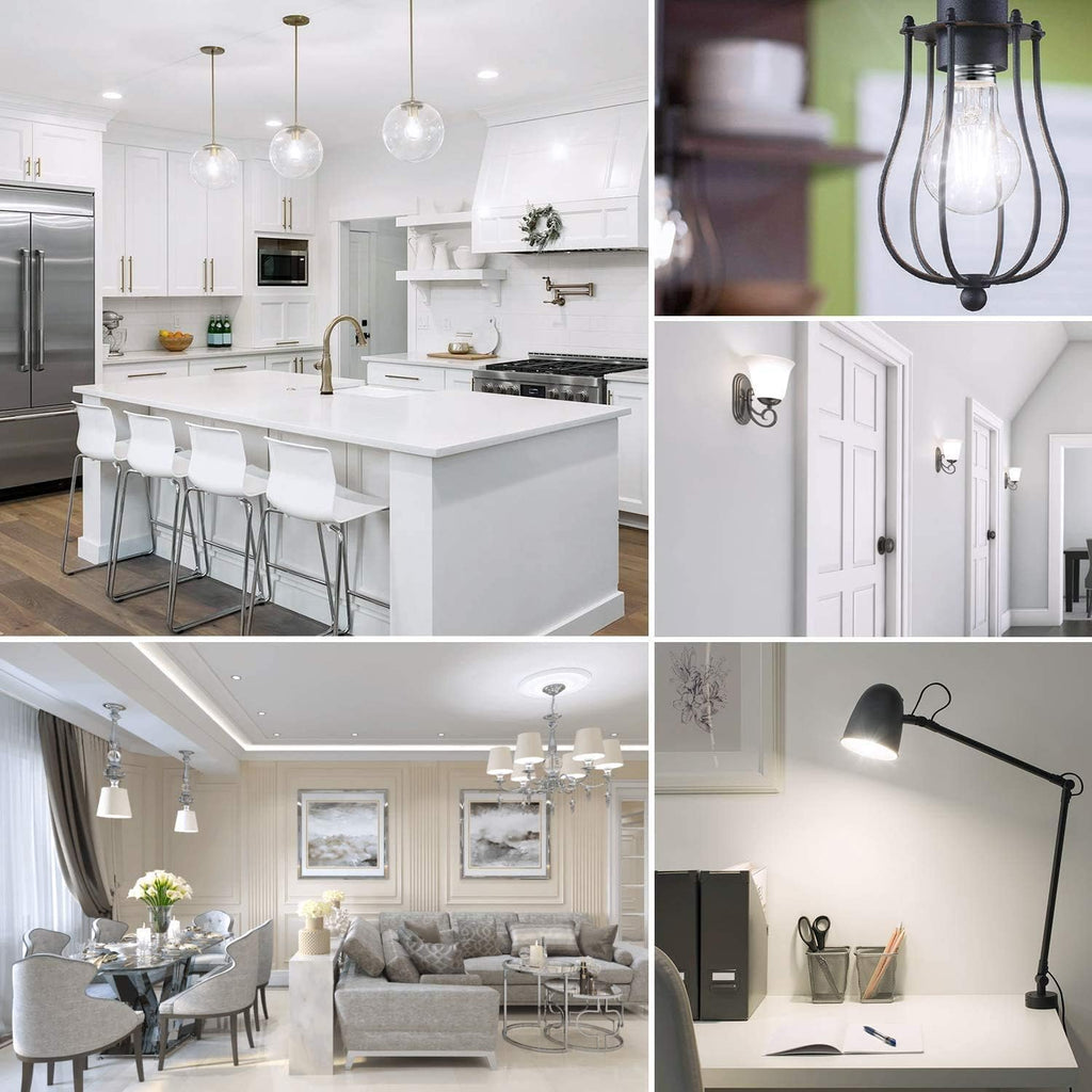 LED A19 Dimmable Light Bulbs 100W Equivalent, Vintage E26 Edison Bulbs 8W 1200LM, 5000K Daylight White, Clear Antique