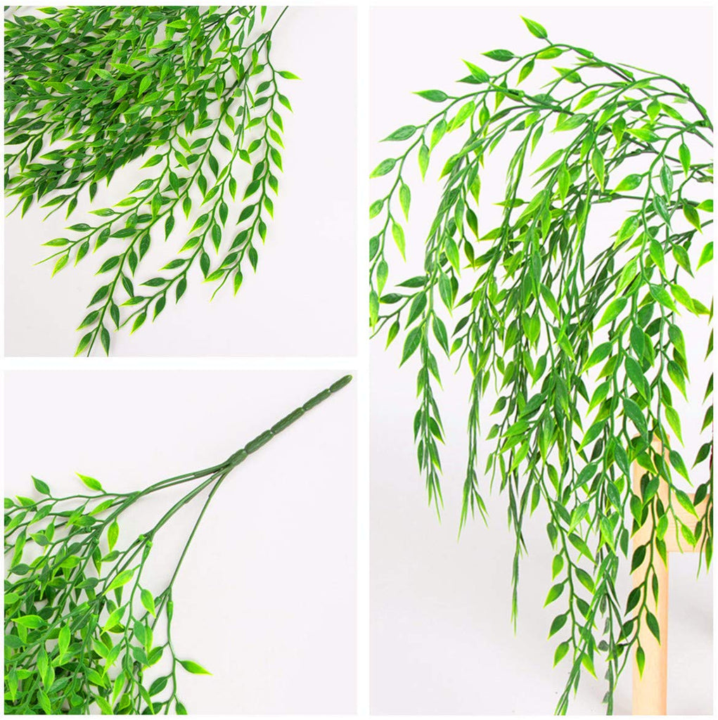 Artificial Willow, Plastic Plants Greenery Leaves Fake Hanging Vine Faux Ivy Indoor Outdoor Garden Door Wall DIY
