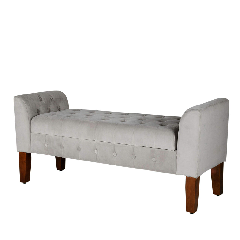 50" Velvet Tufted Storage Bench Settee - Grey