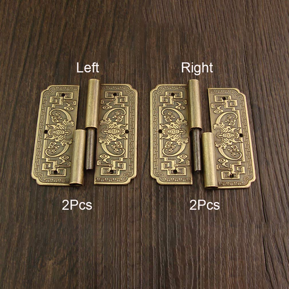 4Pcs Antique Brass Double Door Hinges Cabinet Drawer Wardrobe Bookcase Door Removable Hinges Furniture Accessories