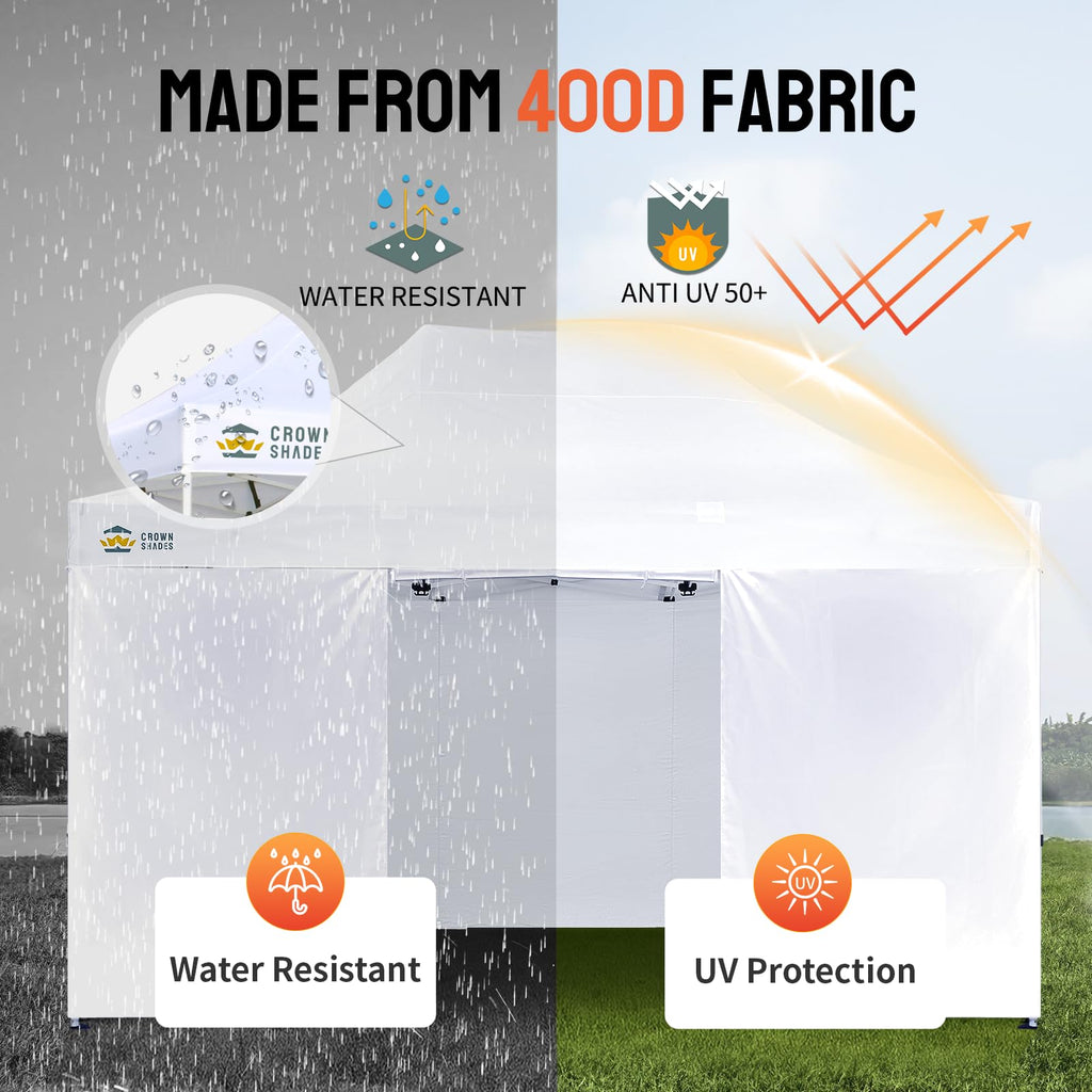 10x15 Commercial Pop Up Canopy Tent with Sidewalls, White