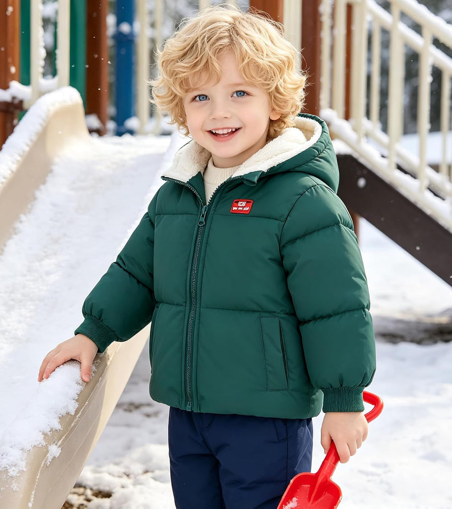 Baby Hooded Puffer Jacket,Fleece Lined Winter Coat