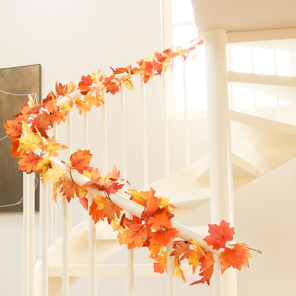 6 Pack Fall Garland with Orange Leaves