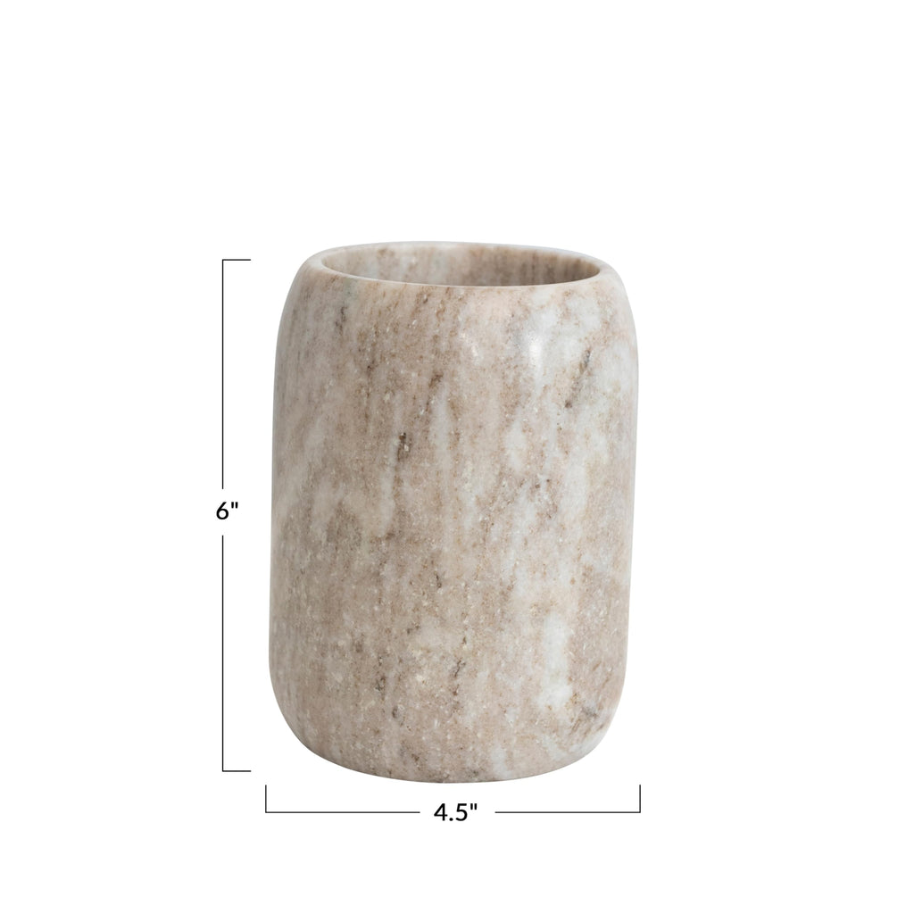 Modern Marble Bottle Holder, White Crock, Natural