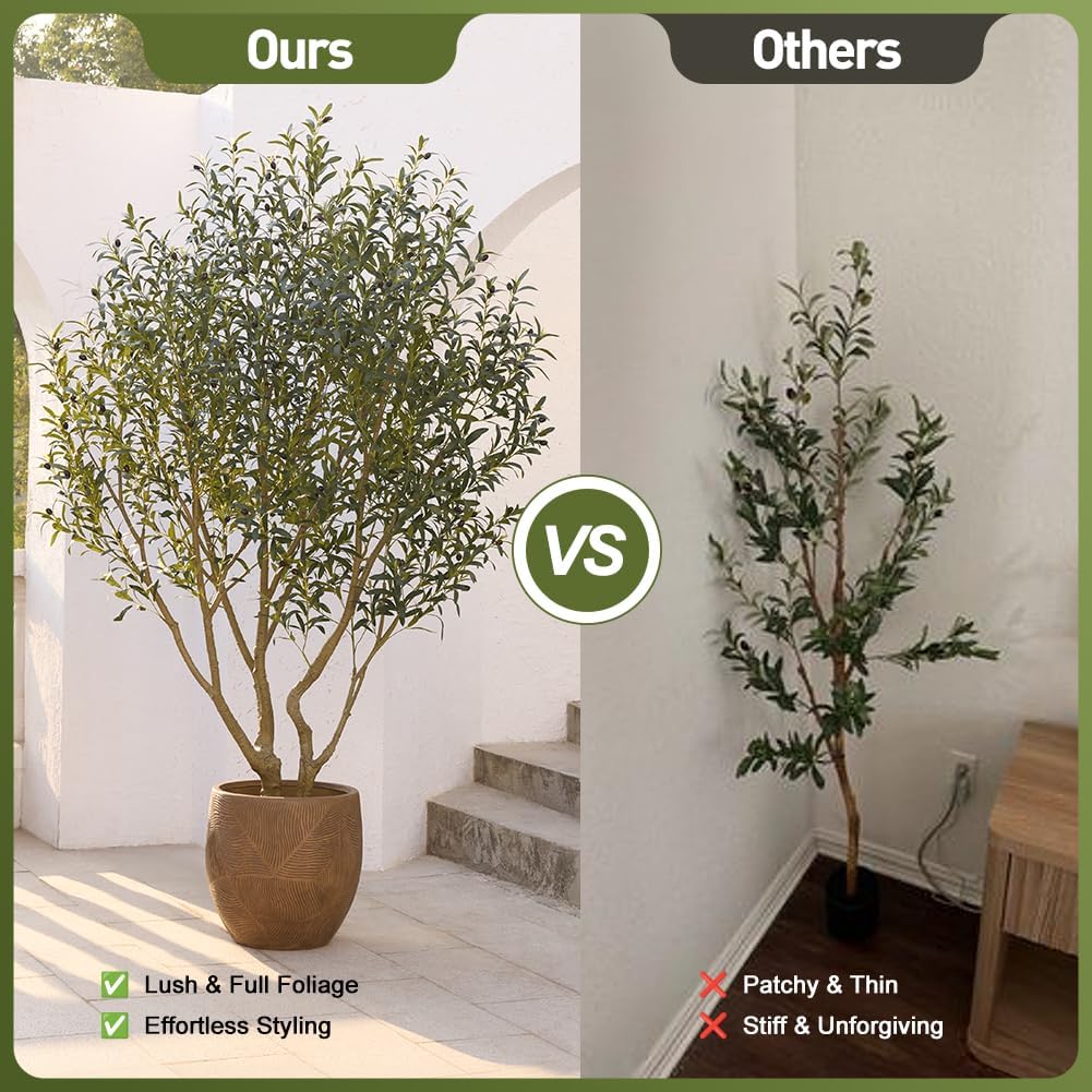 Olive Tree Artificial Indoor 8ft - Large Fake Plants - Realistic Faux Olive Tree in Pot - Tall Artificial Plants