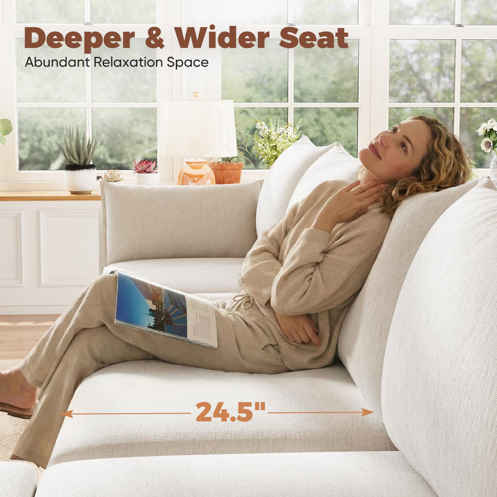 135.5" Oversized Modular Sectional Sofa, L Shaped Convertible Couch, Large 6 Seat Corner Couches Deep Seat White
