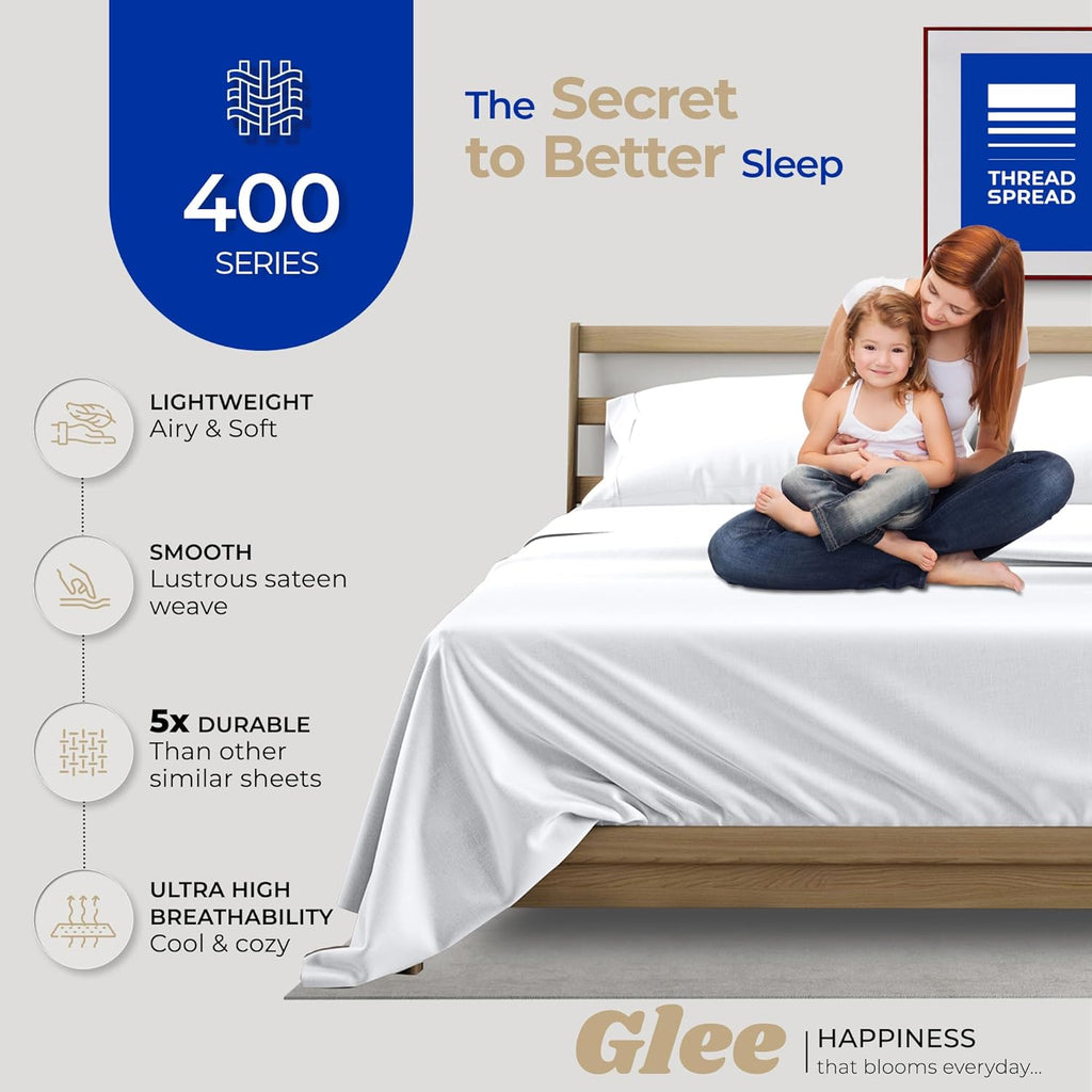 Egyptian Cotton Sheets King - Luxury King Cotton Sheet Sets 400 Thread Count (4 PC, White), 16 in Deep Pocket Soft