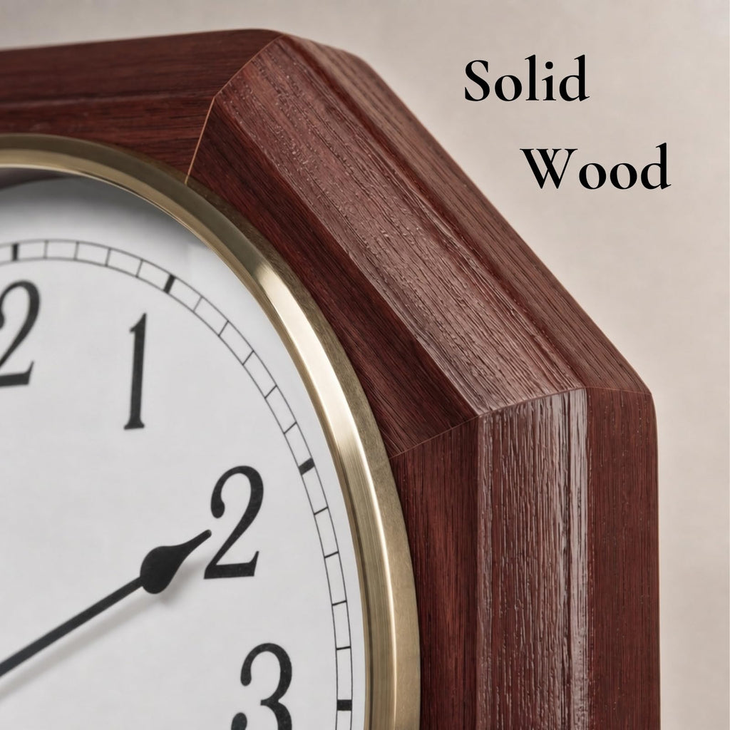 Pendulum Wall Clock, Real Wood Regulator Clock, Quiet, Non-Chiming, Wooden