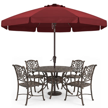 11FT Scalloped Patio Umbrella Table Market Umbrella, Burgundy