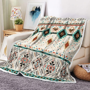 Aztec Throw Blankets, Southwestern Native Tribal Navajo American Ethnic Abstract Triangular Geometric Vintage Cozy