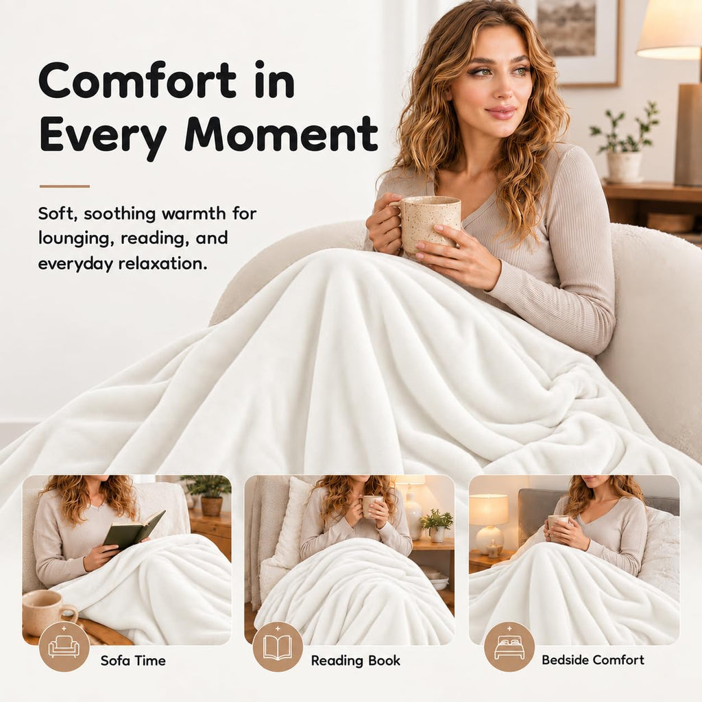Electric Heated Blanket Full Size 72"×84", Luxurious Breathable Flannel with 4 Heat Settings, 10-Hour Auto Shut-Off &