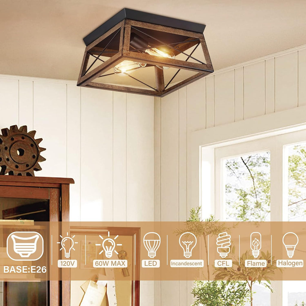 Farmhouse Flush Mount Ceiling Light Fixture, Outdoor Porch Ceiling Lights
