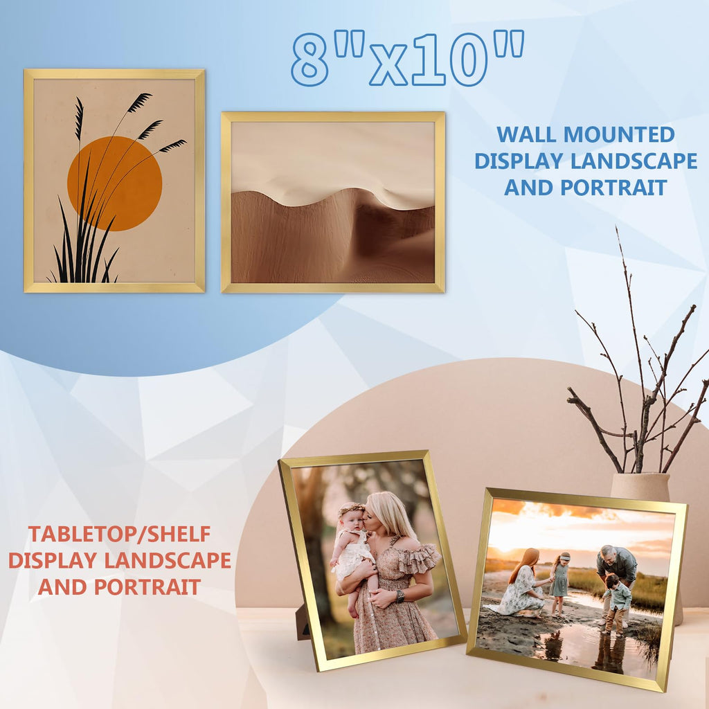8x10 Picture Frame Set of 18, Multi Photo Frames 8 by 10 Bulk for Wall Hanging or Tabletop Display, Gold