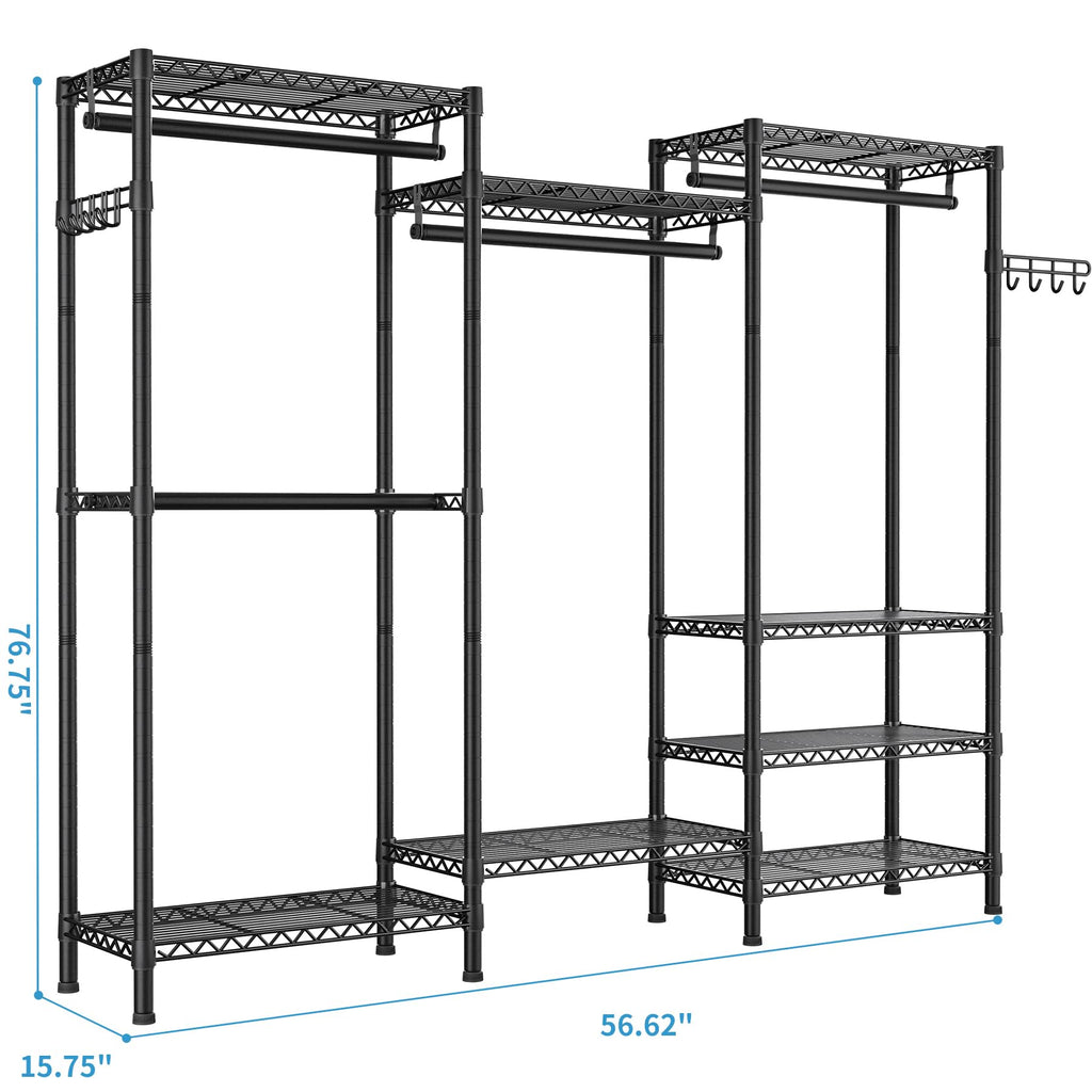Heavy Duty Clothes Rack Wardrobe with Adjustable Wire Shelves