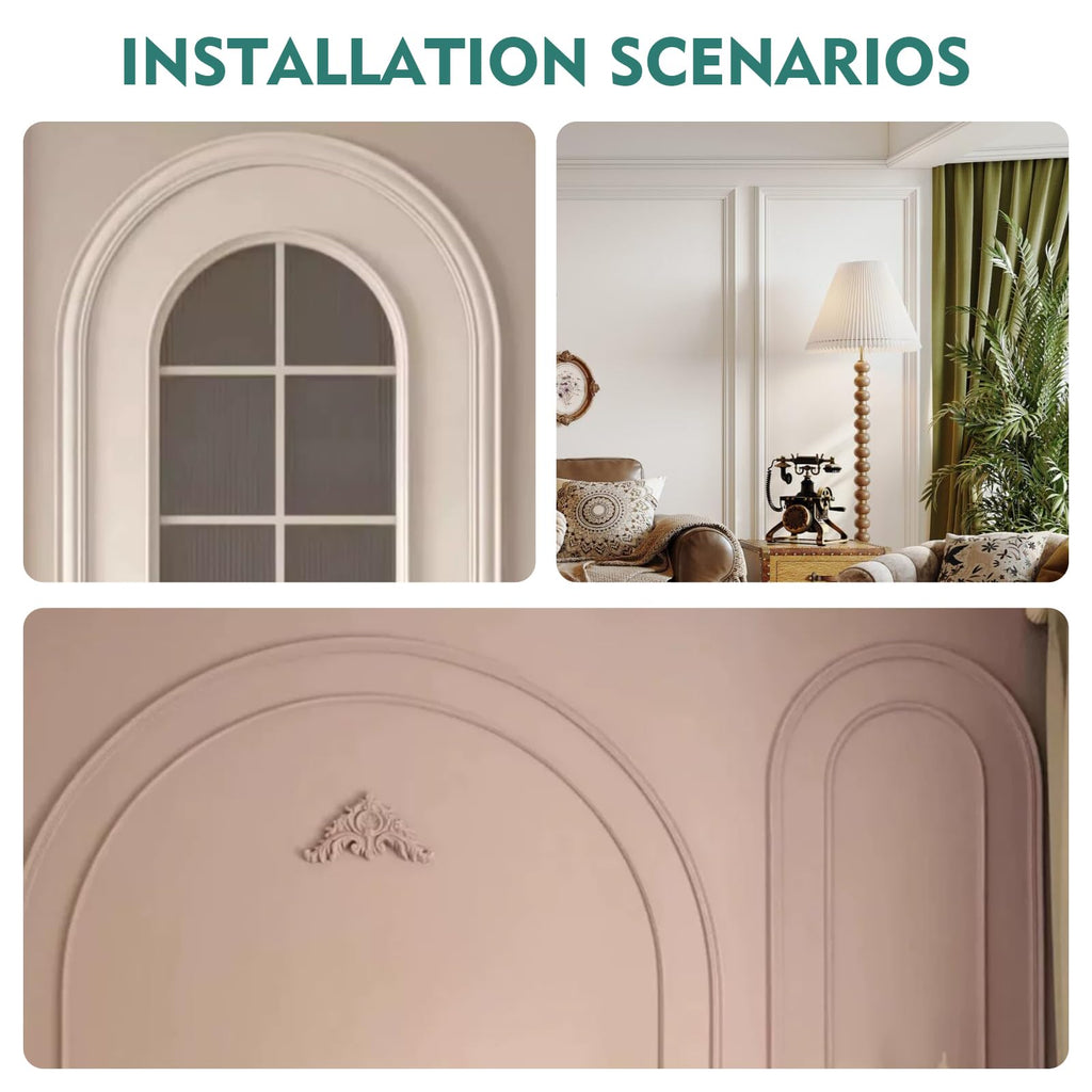 DIY Arch Panelling Paintable Matte Foaming Peel and Stick , Self Adhesive Wainscoting Panels Flexible Chair Rail