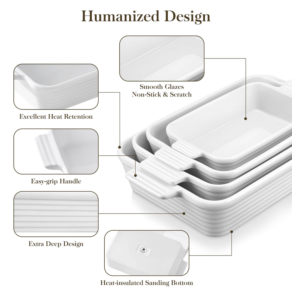 Casserole Dishes for Oven, Porcelain Baking Dish Set of 4