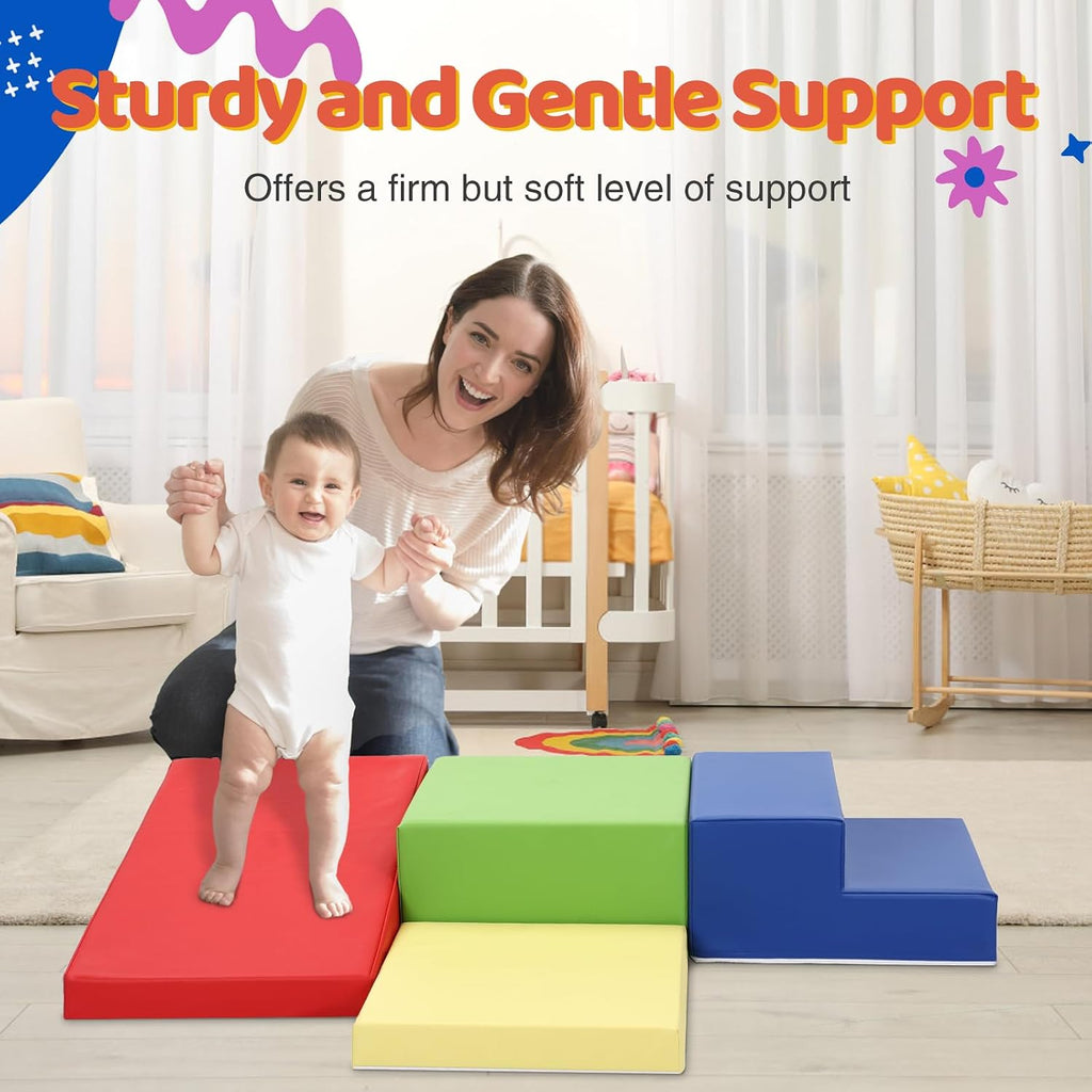 Piece PU Leather Baby Foam Climbing Blocks for Toddlers - Soft Play Climbing Toys for Toddlers - Foam Climbing Set