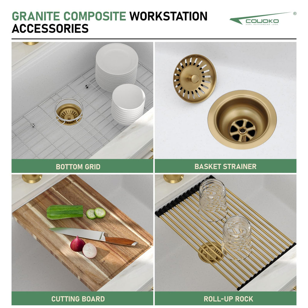 30 Inch White Undermount Kitchen Sink Workstation - White Granite Composite Undermount Kitchen Sinks Quartz Classic