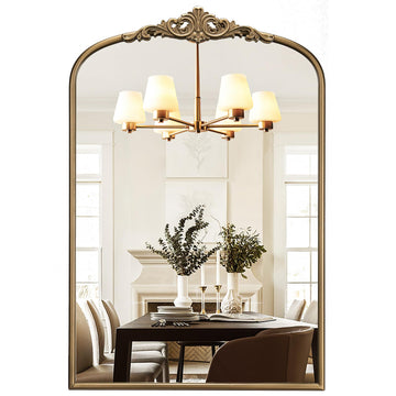 Vintage Gold Arched Wall Mirror, 30"x40" Antique Gold Mirror