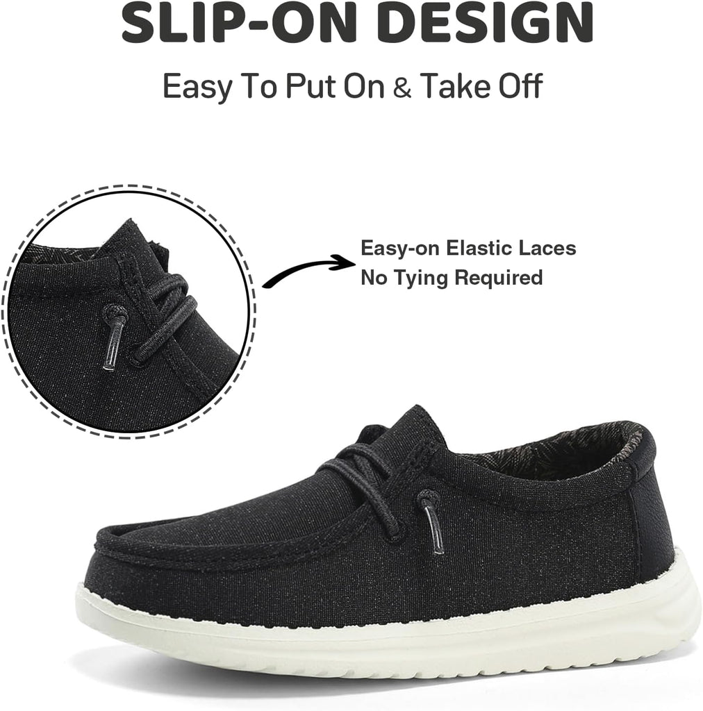 Unisex-Child Black Boys Girls Loafers Kids Slip-On Boat Dress Shoes