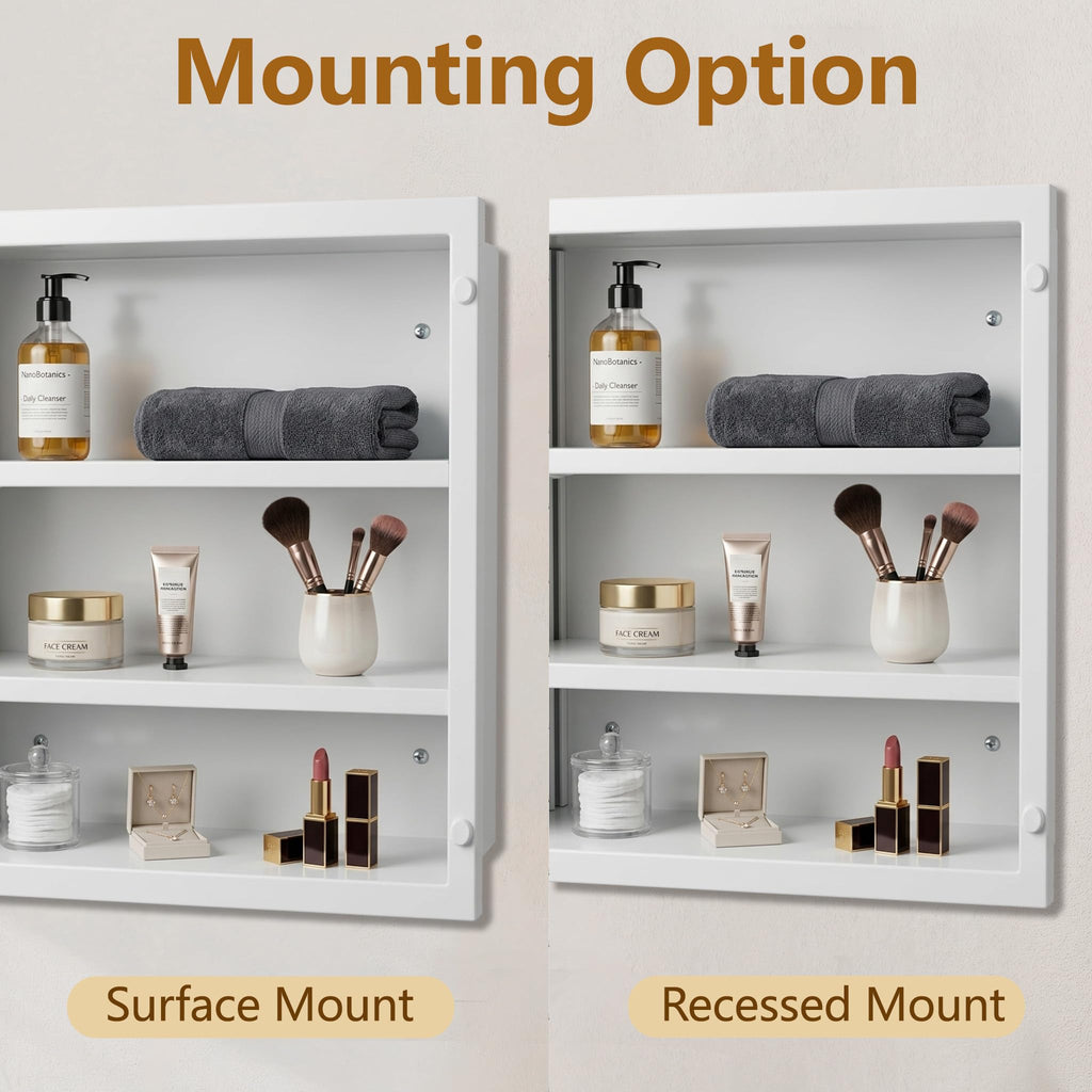 24 x 36 inch Bathroom Medicine Cabinet Frameless Oval Mirror Medicine cabinets with Mirror, Recessed or Surface