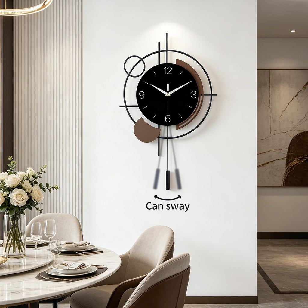 Wall Clock with Pendulum Large Silent Battery Clock Decor
