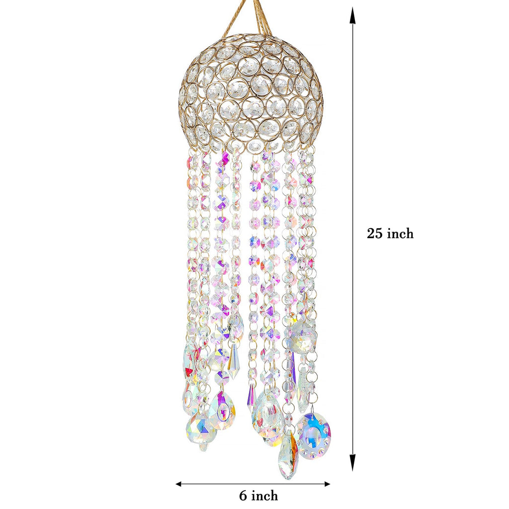 25inch Chandelier Wind Chimes Crystal Suncatcher Window Hanging Sun Catchers AB Color Crystal Prism Rainbow Maker