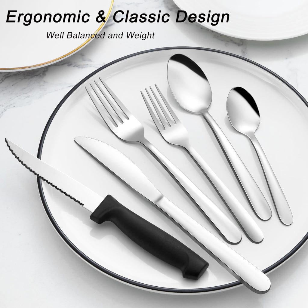 72-Pieces Silverware Set for 12, Flatware Set with Steak Knives, Stainless Steel Cutlery Set, Include Forks Spoons