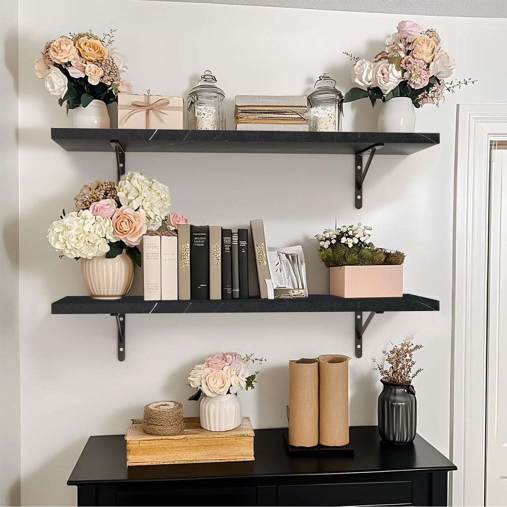 36 inch Long 10 inch Deep Floating Shelves for Wall Set of 2, Large Open Shelves Wall Mounted, Space Saving Home and