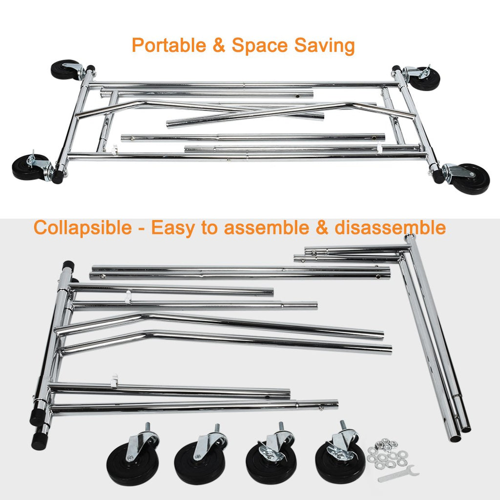 Clothes Rack Rolling Clothing Racks with Wheels Collapsible