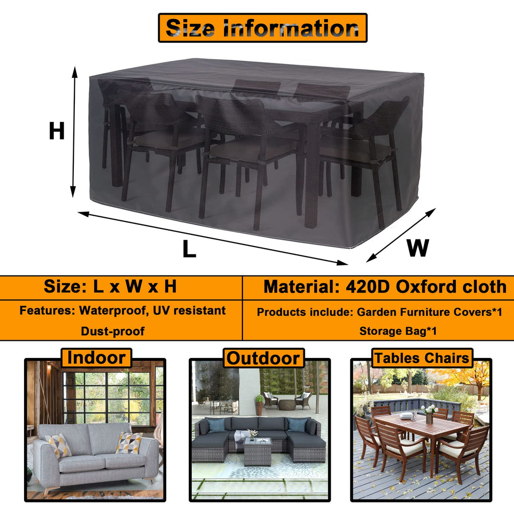 71x47x47 Furniture Table Cover Waterproof Outdoor Rectangular Furniture Set Cover for Garden Veranda Table and Chair