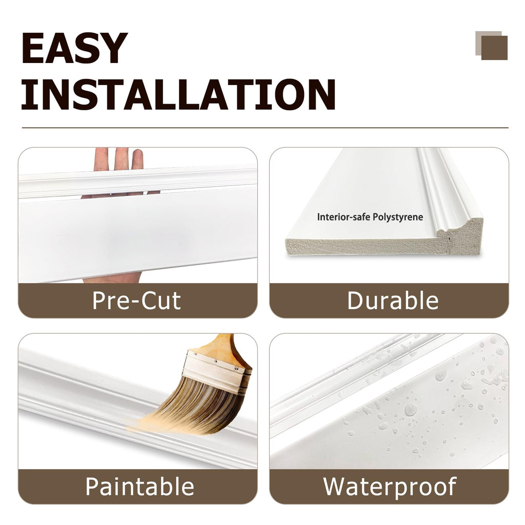 Board and Batten Wall Panel Kit,Paintable Wainscoting Panels Easy Install Living Room Hallway, Covers 94" x 54"