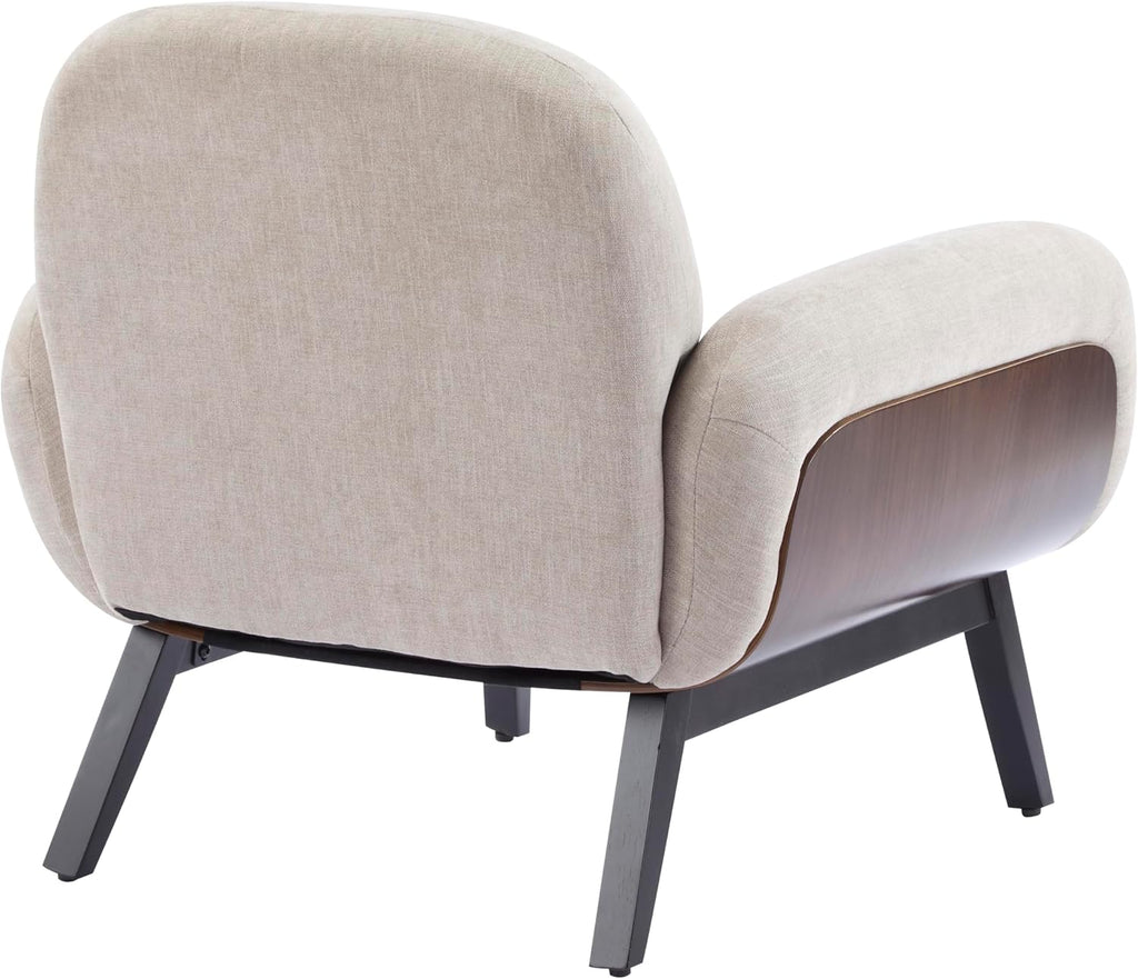 Audrey Modern Fabric Upholstered Accent Chair, Living Room Low Profile Fabric Armchair, Wooden Comfy Reading Chair