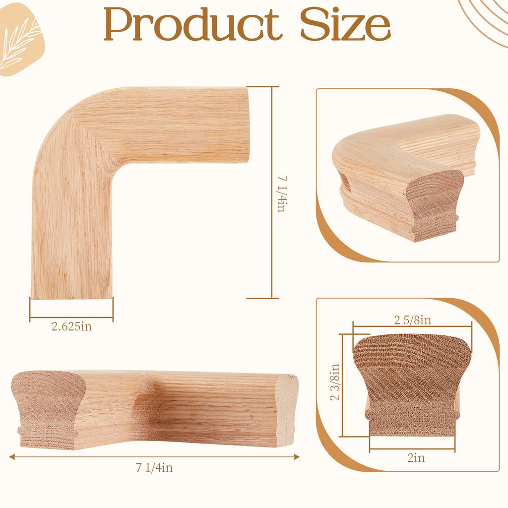 2 Pcs Red Oak Newel Post 7211 Quarter Turn for 6210 Profile