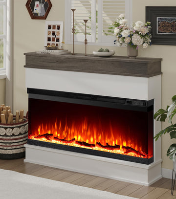 3-Sided View Electric Fireplace Insert - Minimalist Mantel - 12 Color Flame Effect - 1500/750 Watt Heater - Remote