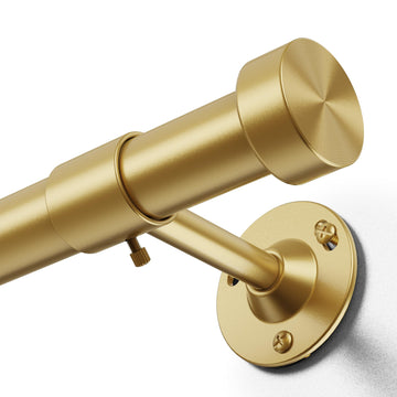 Heavy Duty Curtain Rods 32-120 Inch, 1 Inch Adjustable Gold Curtain Rod for Windows, Long Window Treatment Rods with